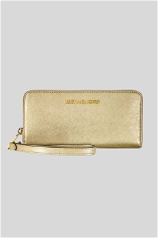 Jet Set Travel Continental Leather Wallet in Pale Gold