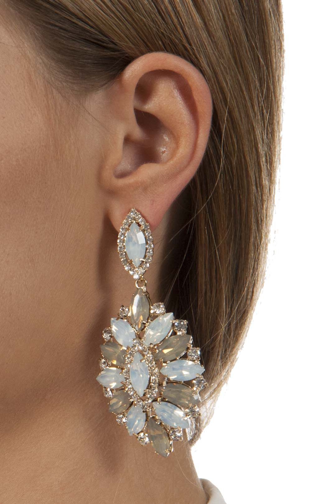 Adorne - Jewelled Petal Edge Pointed Drop Earring - Side