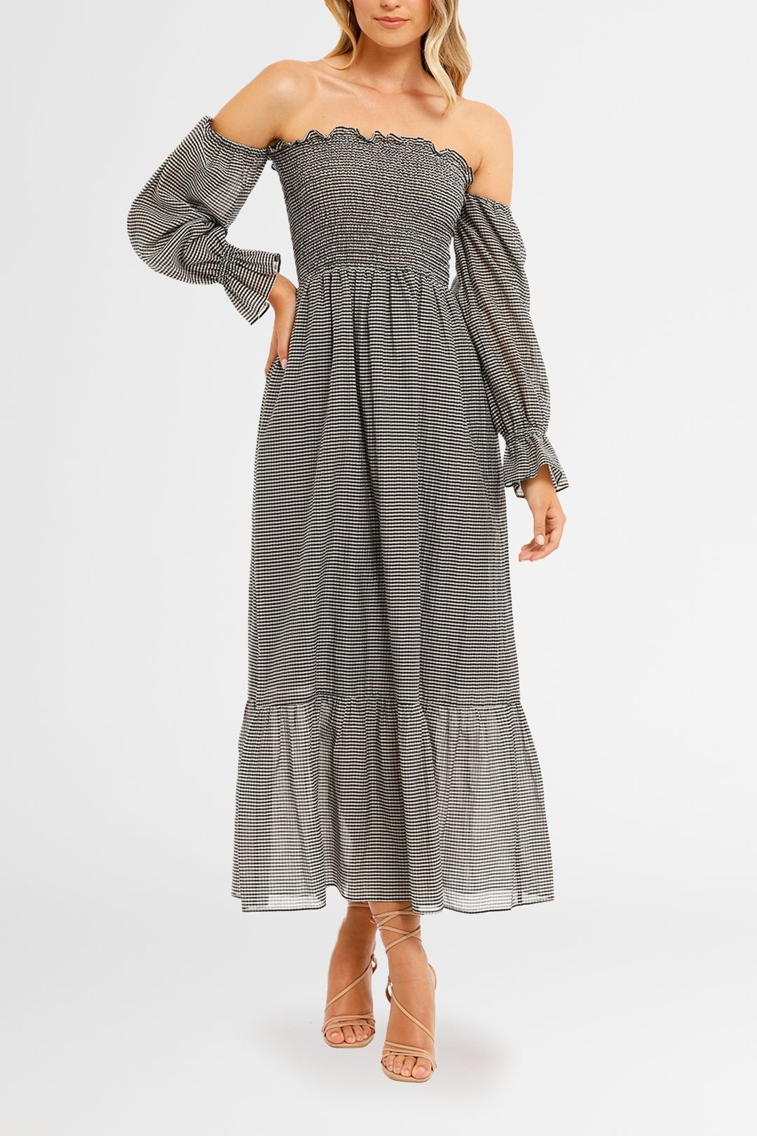 Jillian Boustred Esther Dress Gingham Maxi Length
