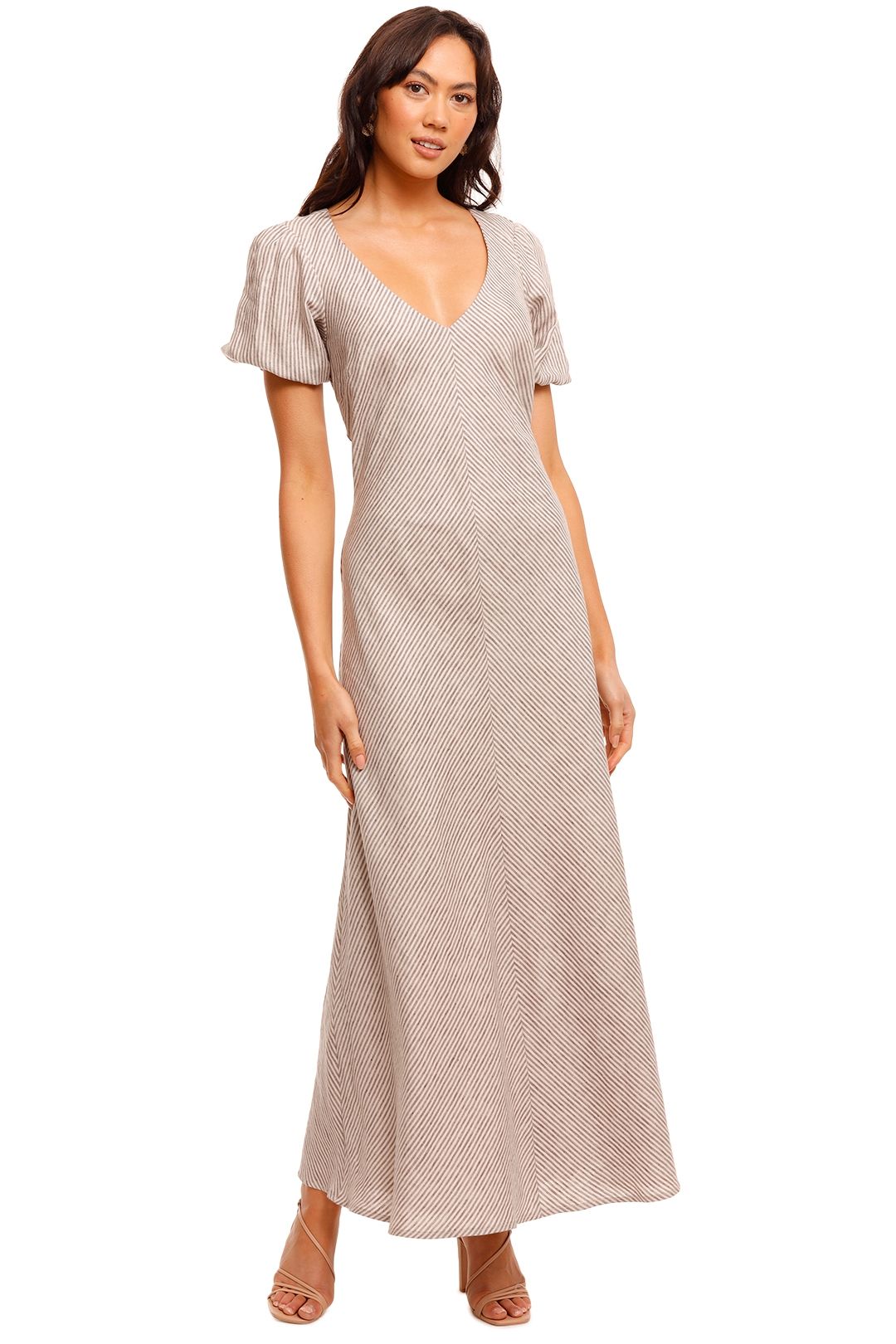 Hire Phillipa Dress in Brown Stripe | Jillian Boustred | GlamCorner
