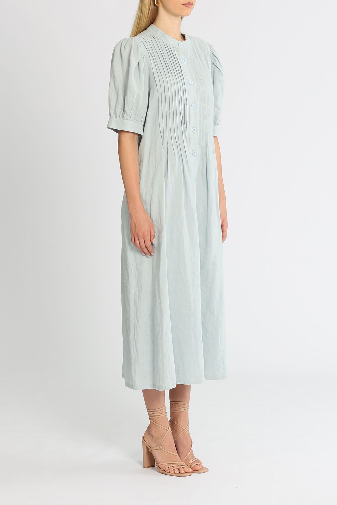 Jillian Boustred Pleat Dress Linen