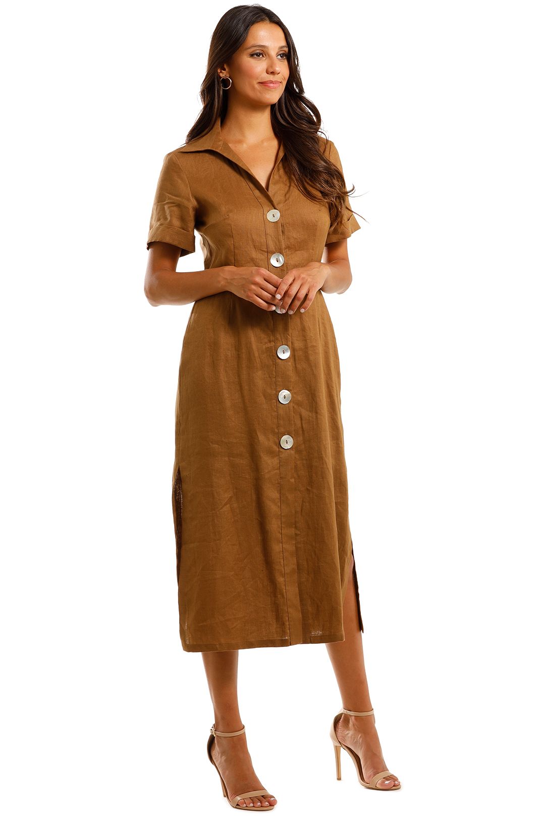 Jillian Boustred Safari Dress Coffee Brown Midi Dress