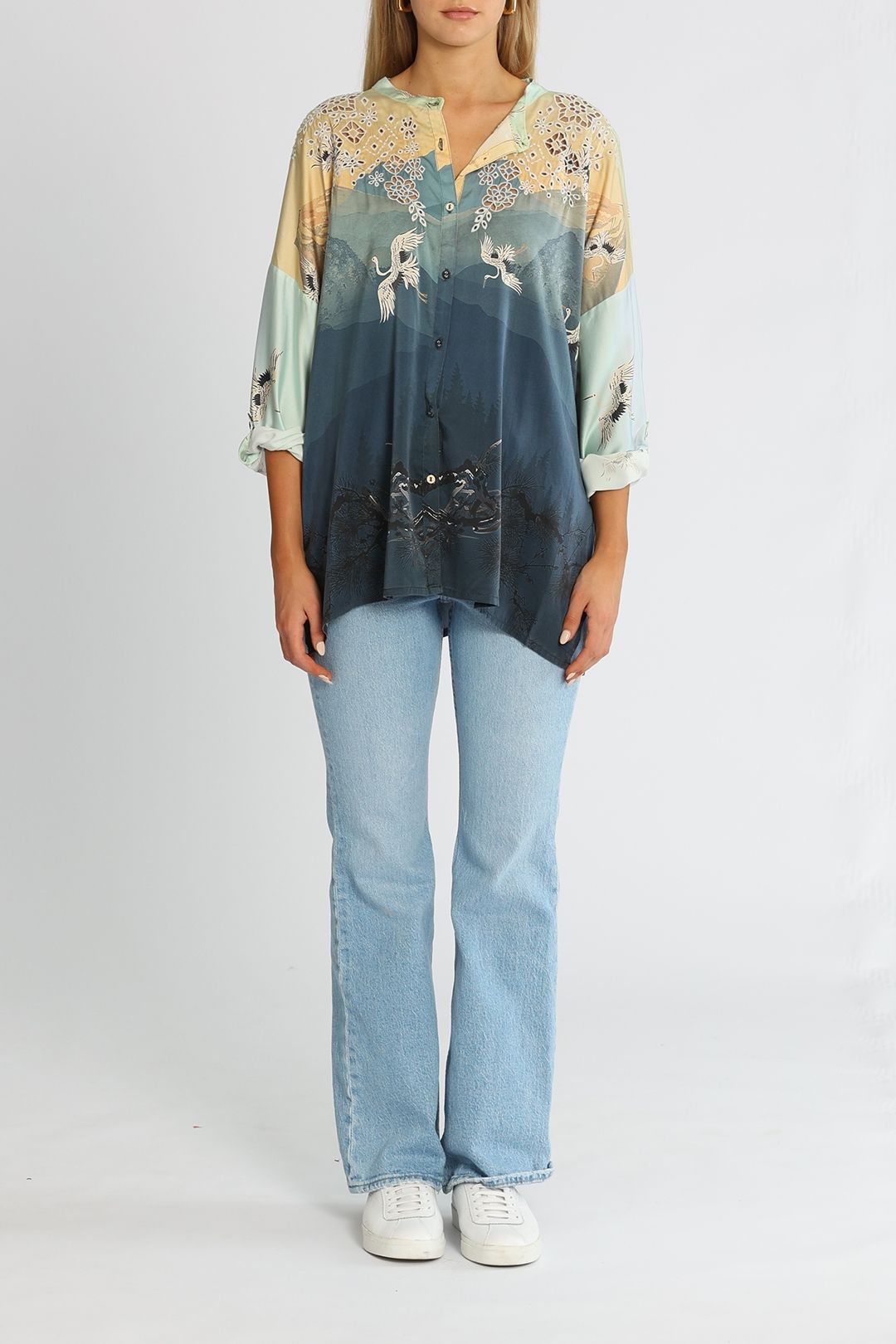Johnny Was Dew Denali Button Down Multi Floral