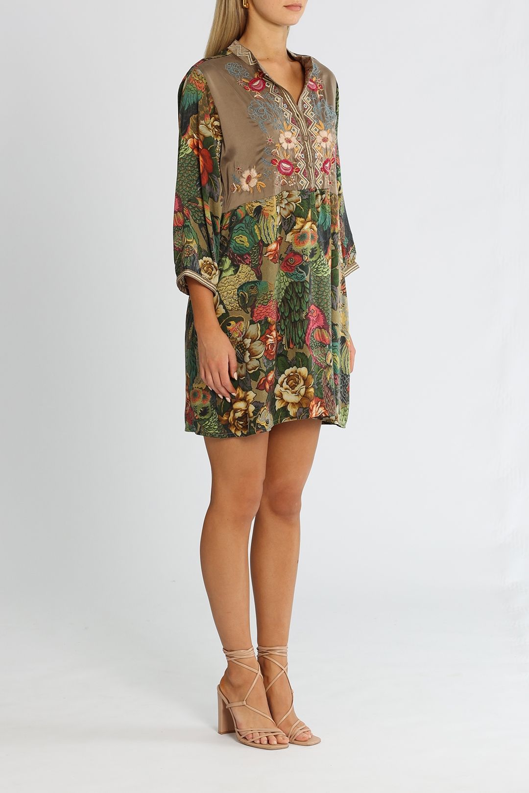 Johnny Was Parrot Gweneth Tunic Dress Multi Floral