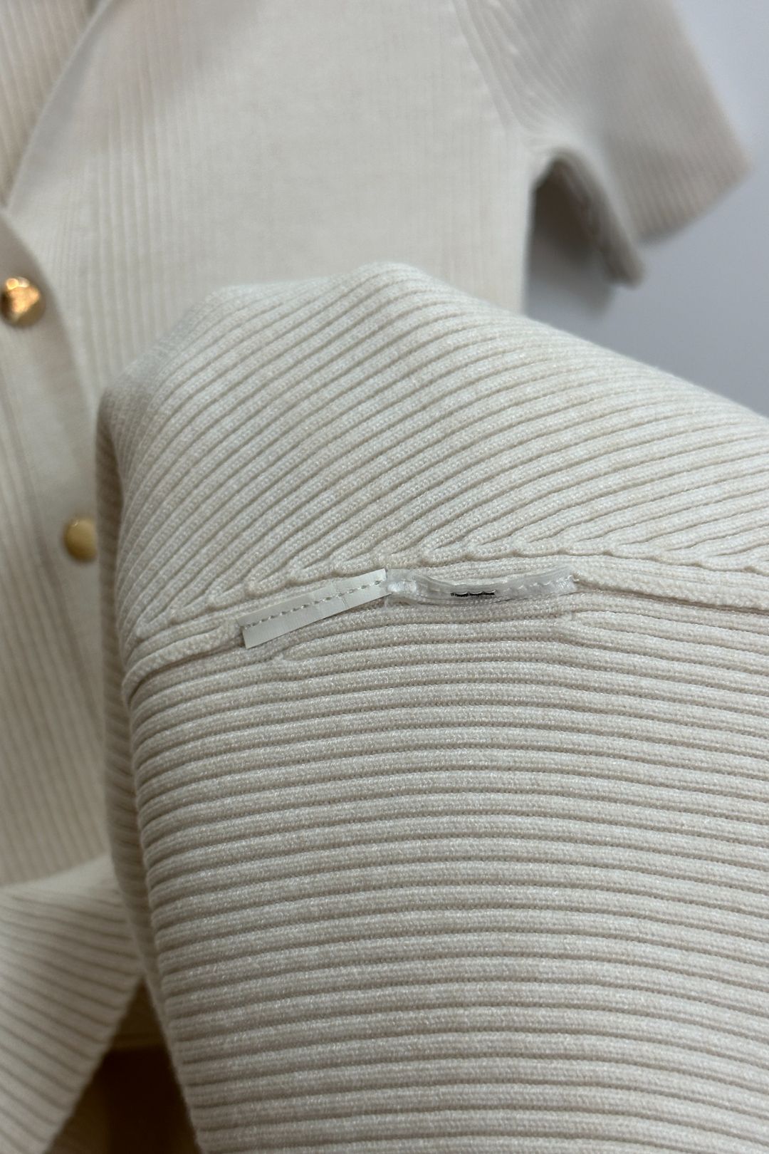 Jolie Button Down Mini Knit Dress in Cream