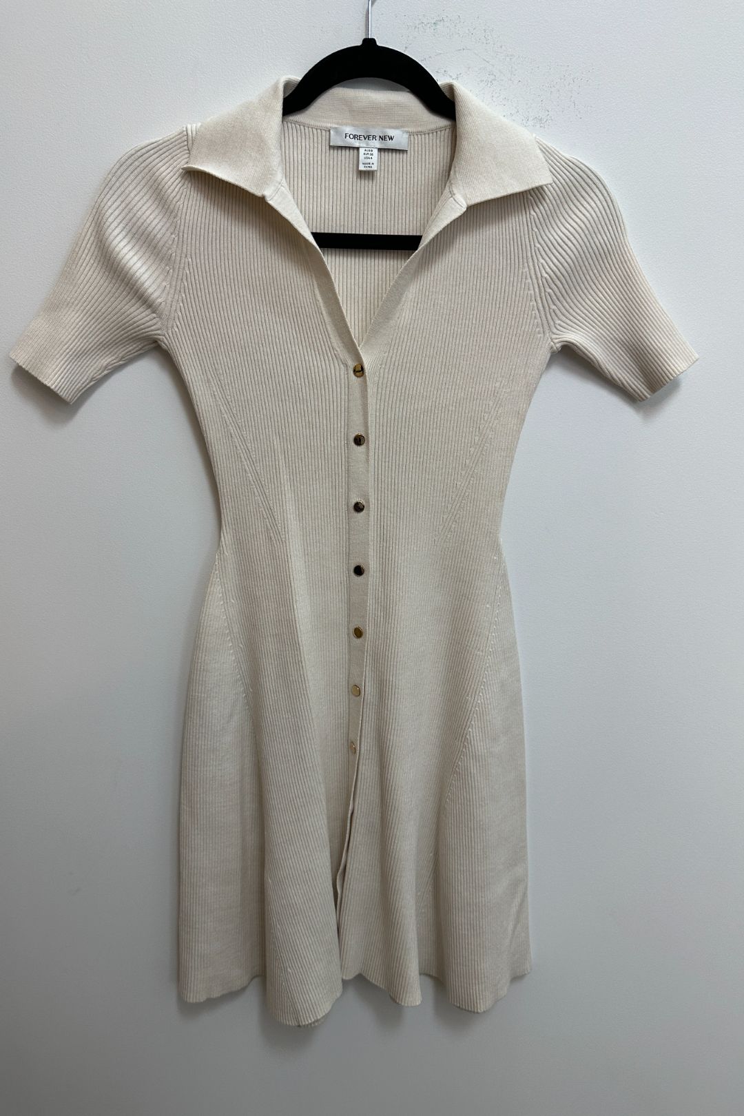 Buy Jolie Button Down Mini Knit Dress in Cream | Forever New