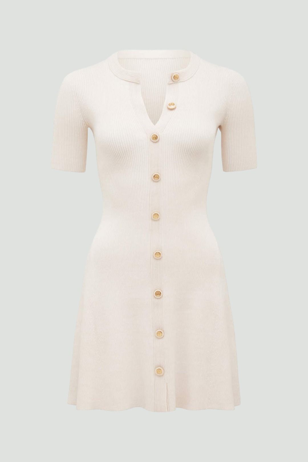Jolie Button Down Mini Knit Dress in Cream Jolie Button Down Mini Knit Dress in Cream
