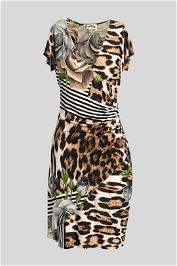 Joseph Ribkoff - V Neck Animal Print Dress