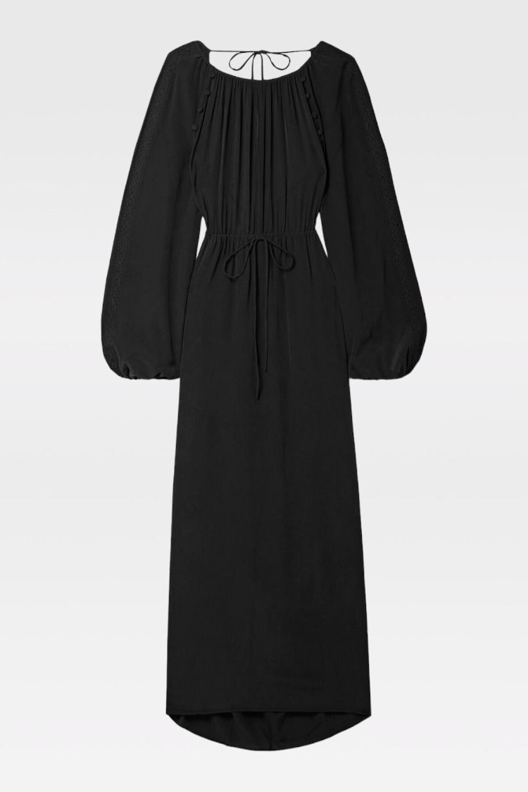 Hire Lois Silk Maxi Dress In Sandwash Black Joslin GlamCorner