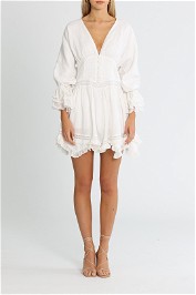 Joslin Bardot Linen Ramie Mini Dress Optical White