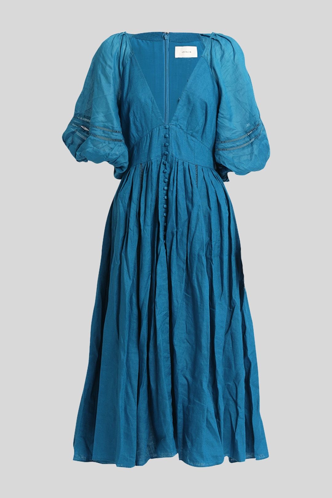 knee length dresses for ladies SAMMI DUSTY BLUE RAMIE MIDI DRESS – DISSH