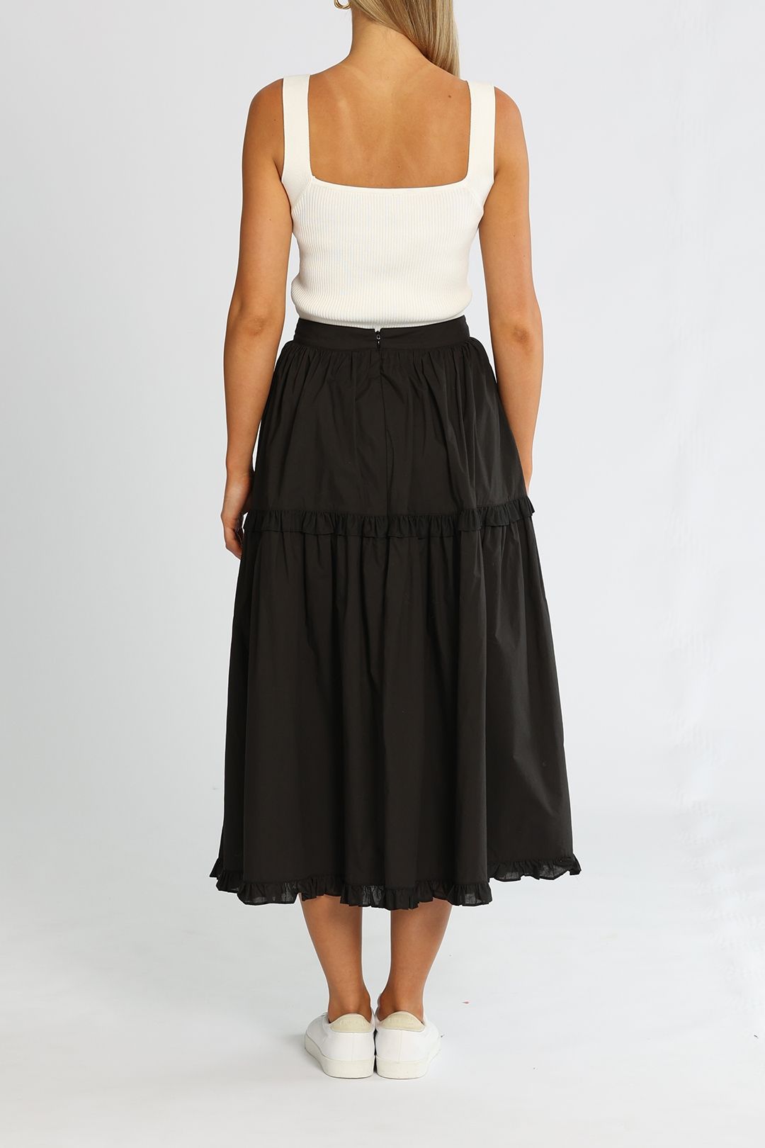 Joslin Layla Organic Cotton Midi Skirt Black A Line Skirt