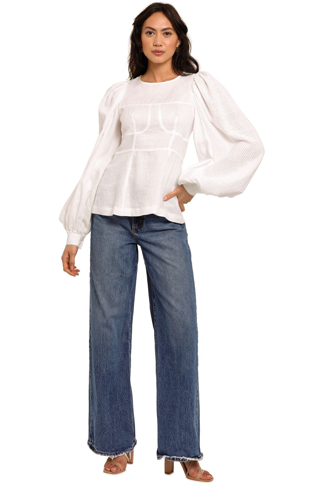 Joslin Reagan Linen Crochet Top White