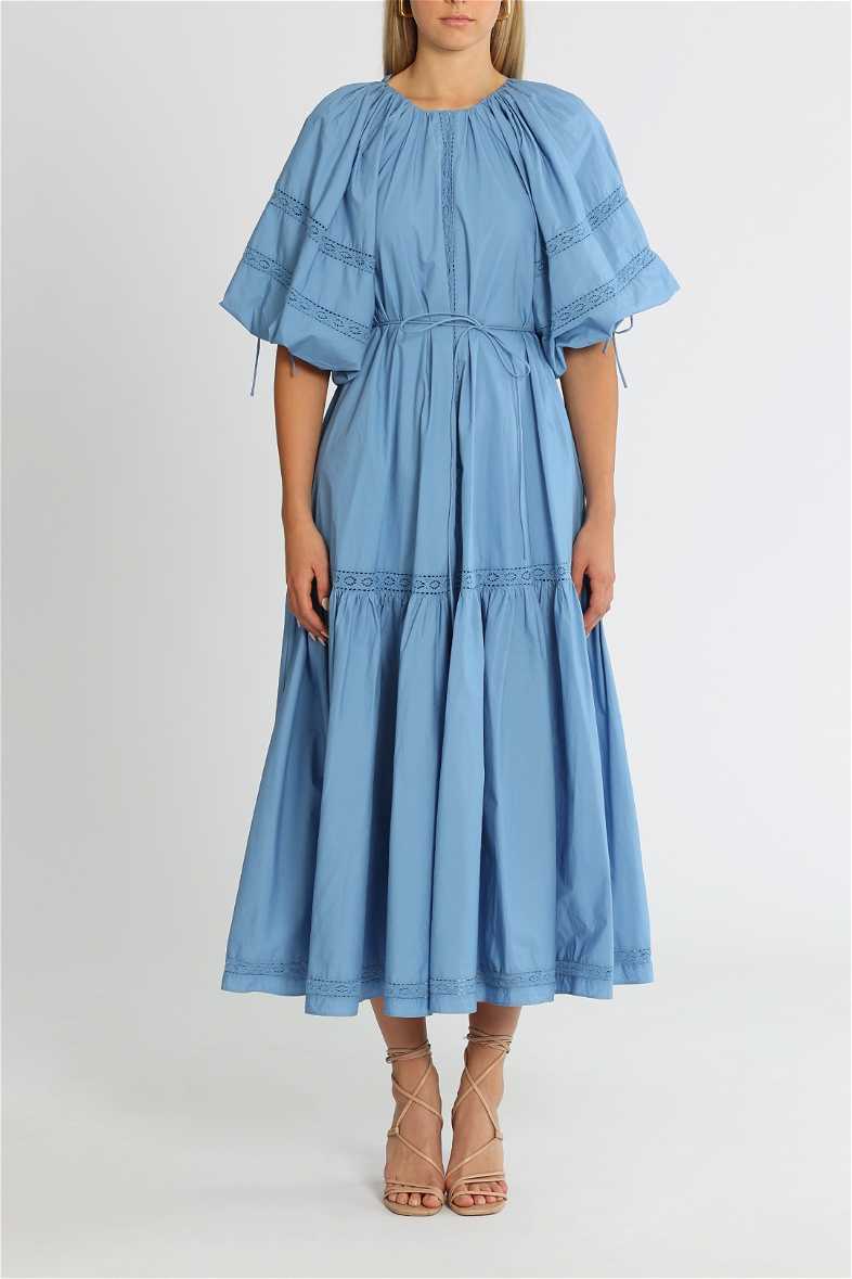 Hire Vivienne Organic Cotton Midi Smock Dress in Atlantic | Joslin | GlamCorner Hire Vivienne Organic Cotton Midi Smock Dress in Atlantic | Joslin | GlamCorner