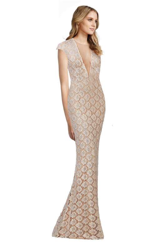 jovani gold lace dress Jovani 39389 Fitted Sequin Long Mermaid Formal Evening Dress main image 0