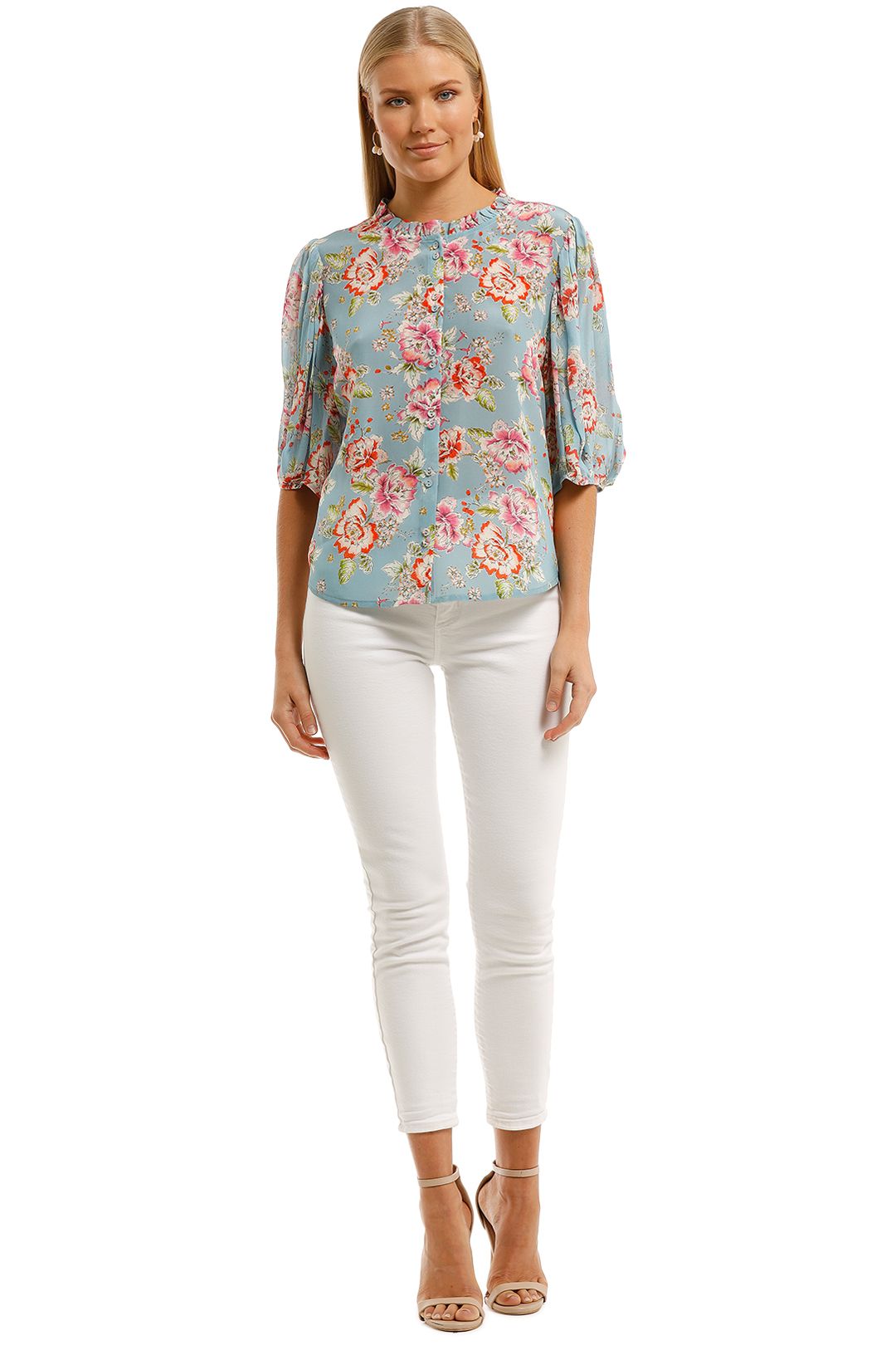 Kachel-Julia-High-Neck-Ruffle-Button-Down-Blouse-Front