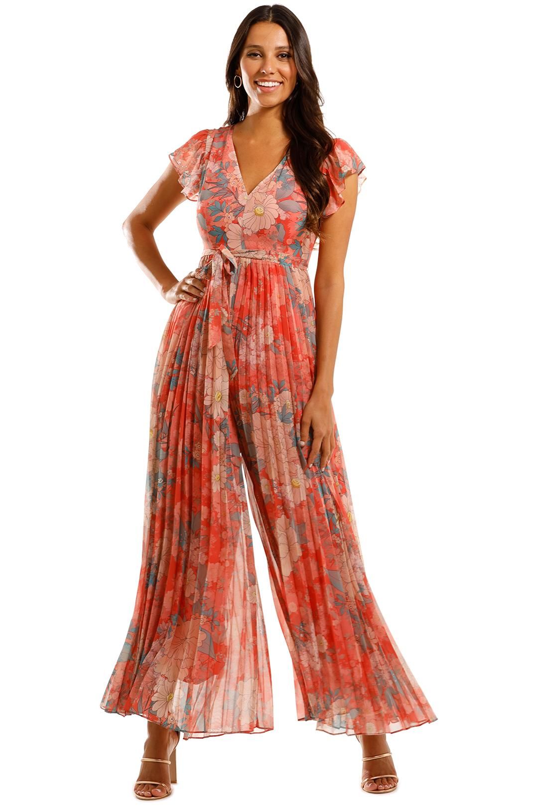 Aubrey pleated floral jumpsuit clearance