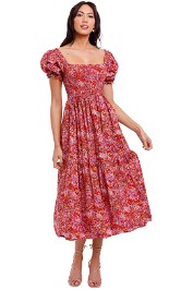 Kachel Tilly Shirred Cotton Midi Dress