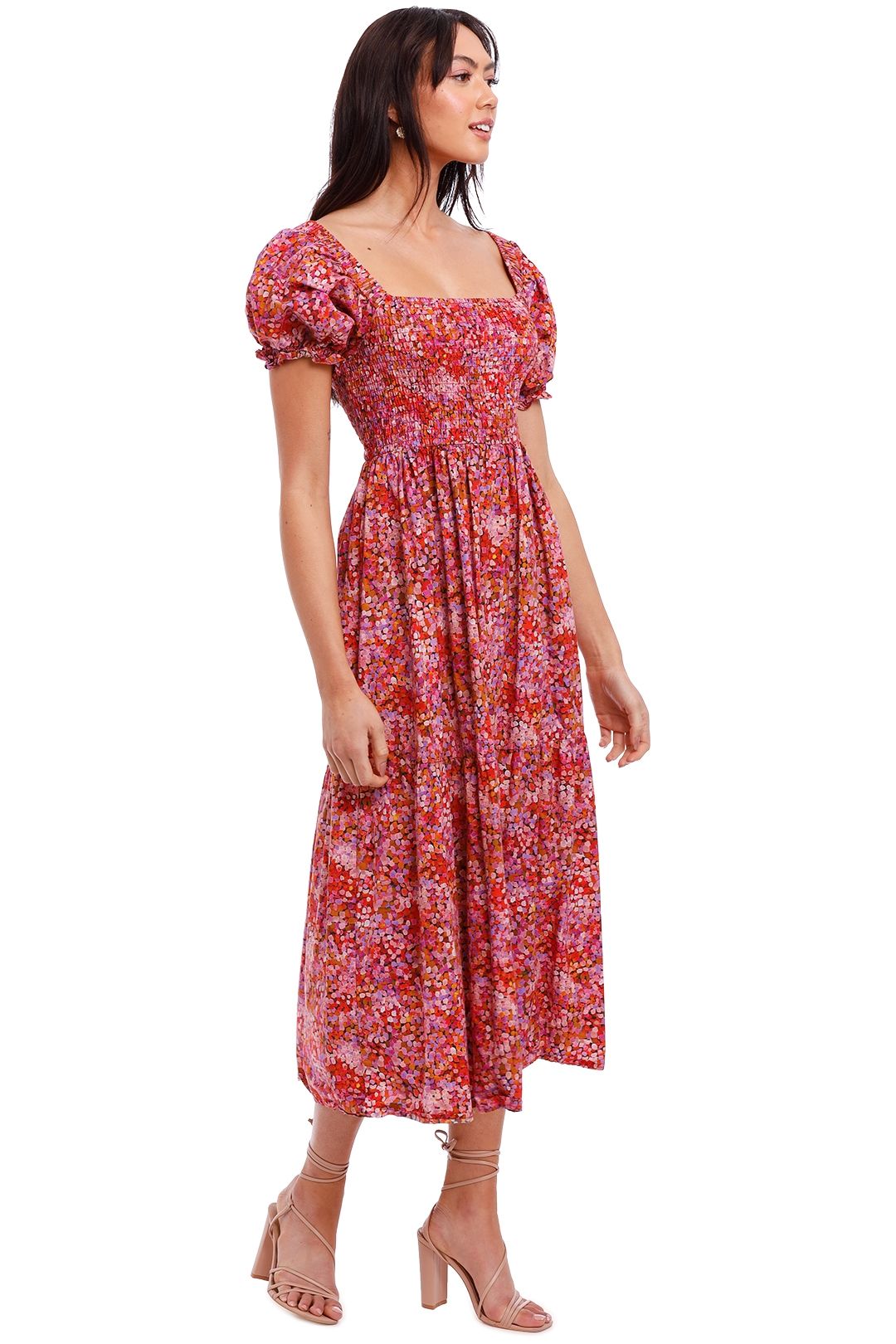 Tilly Shirred Cotton Midi Dress by Kachel for Hire GlamCorner