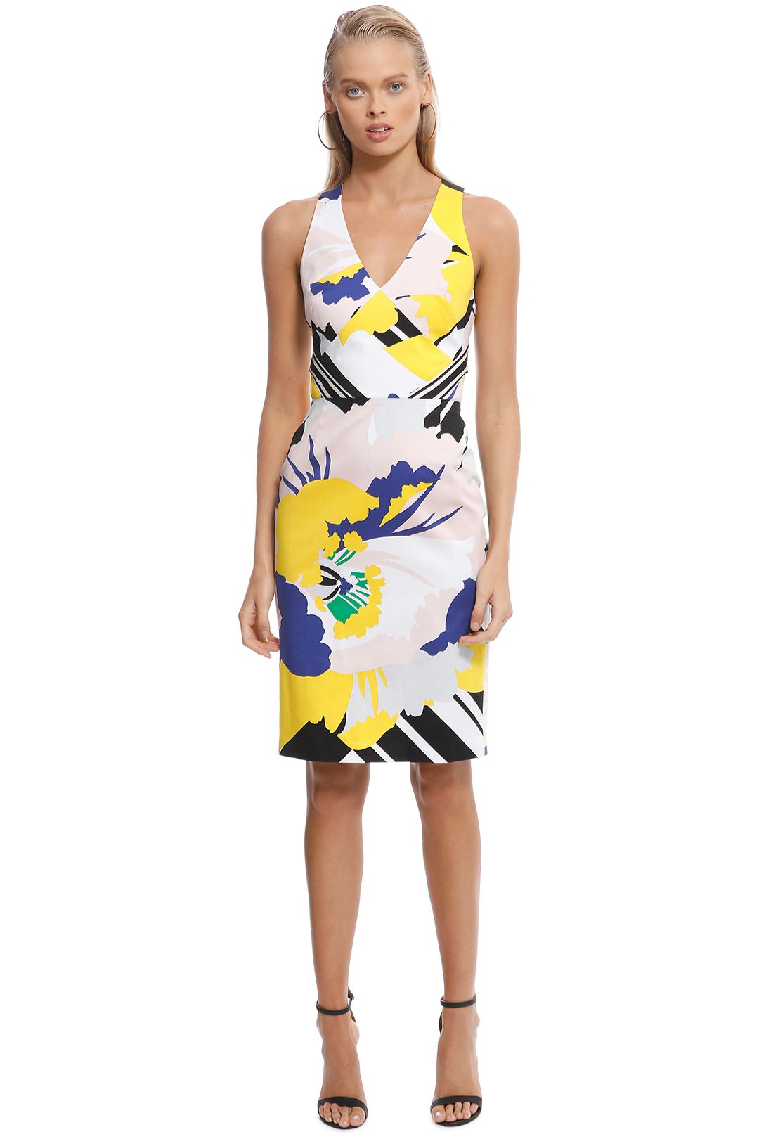 Karen Millen - Blue Flower Stripe Dress - Front