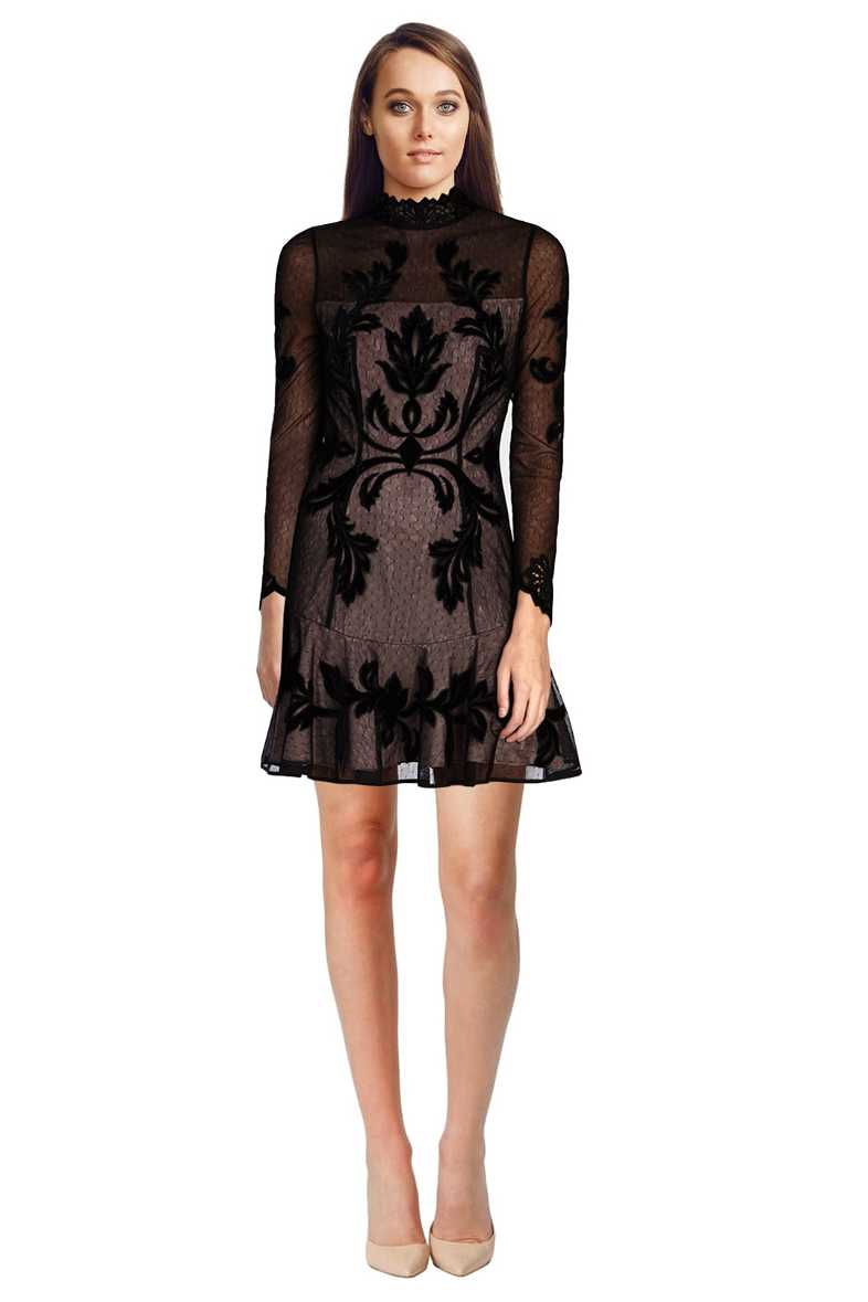 Embroidered High-Neck Mini Dress by Karen Millen for Hire