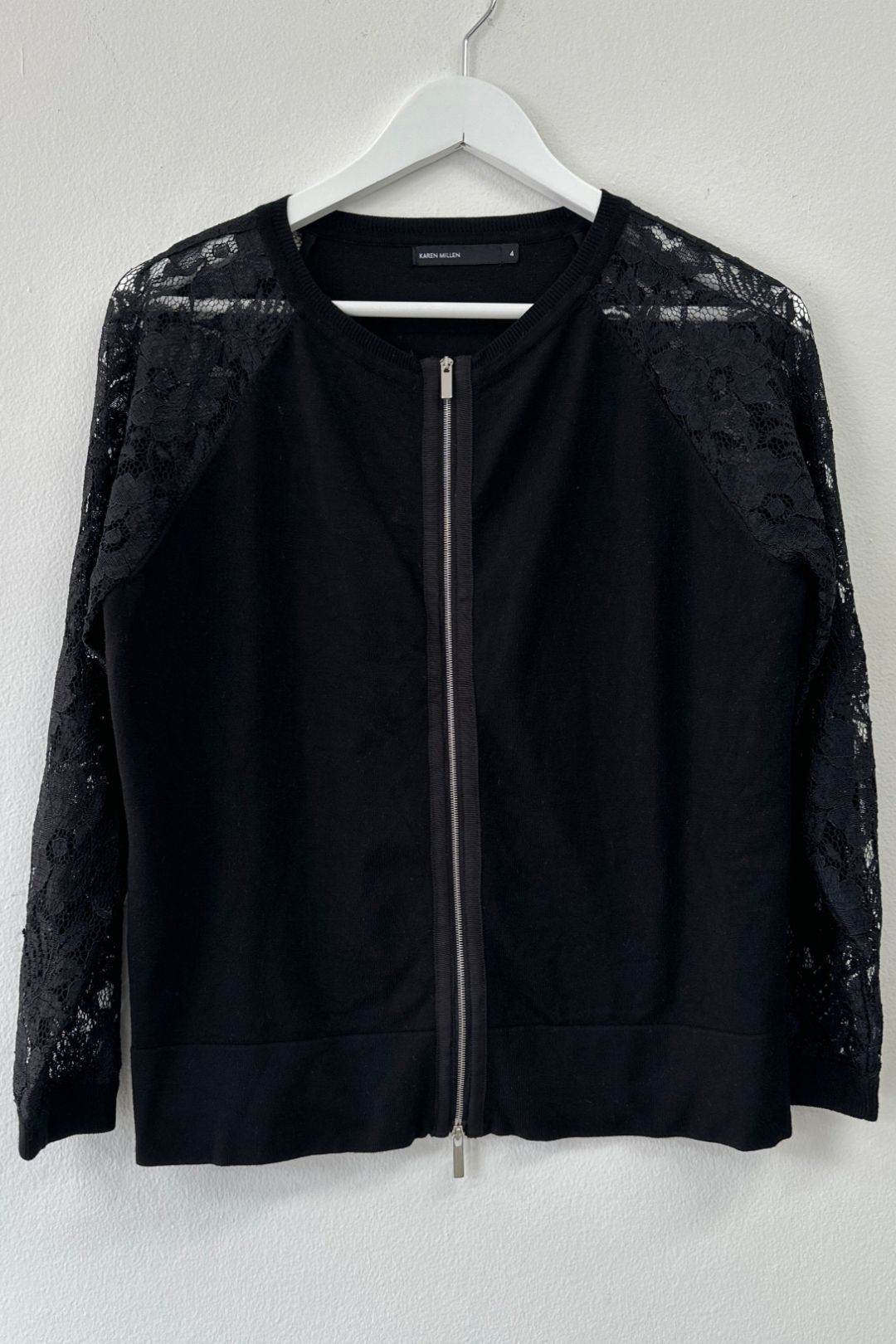 Buy Black Knitted Lace Cardigan Karen Millen GlamCorner