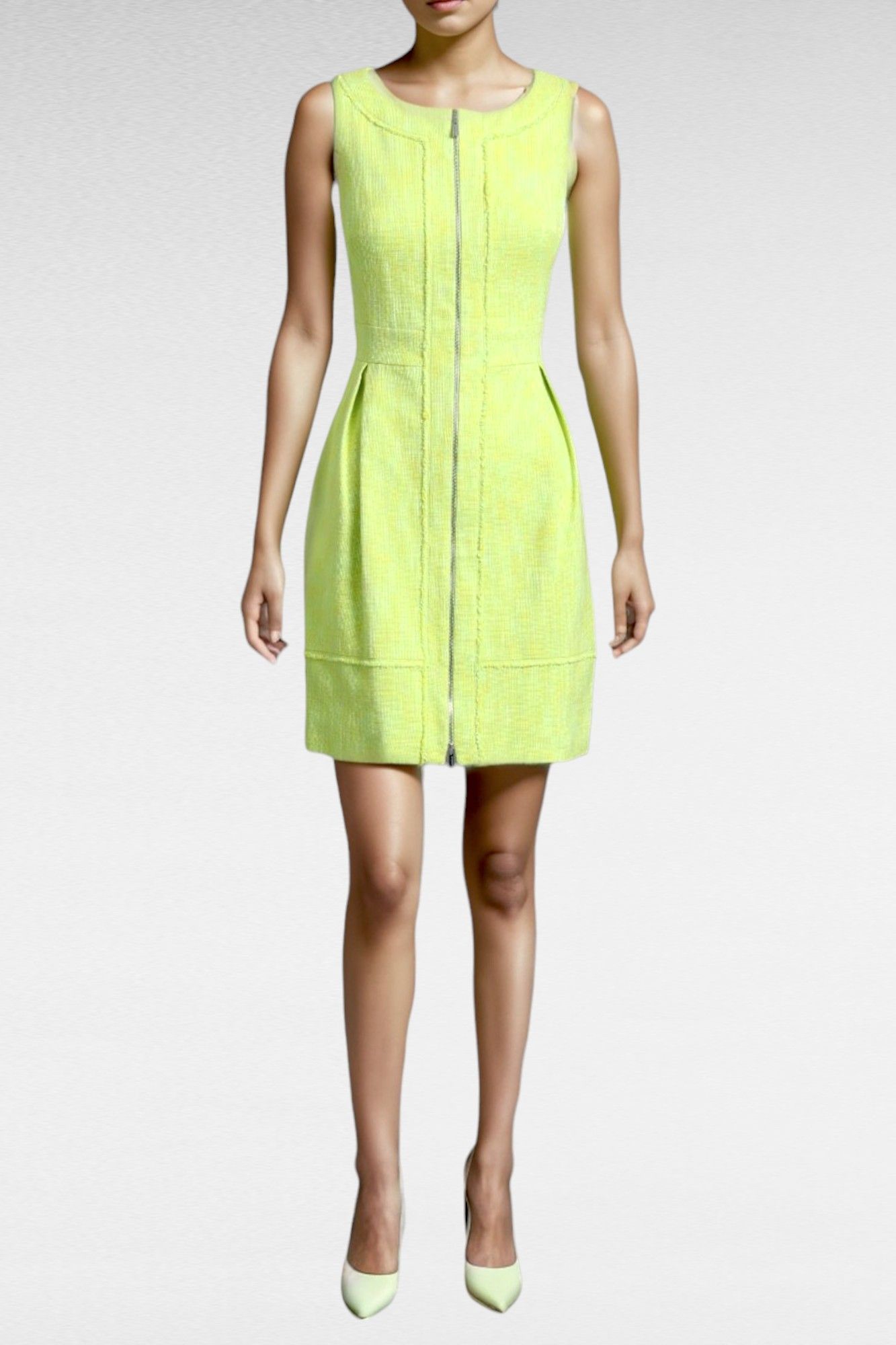 Lime Green Tweed Mini Dress
