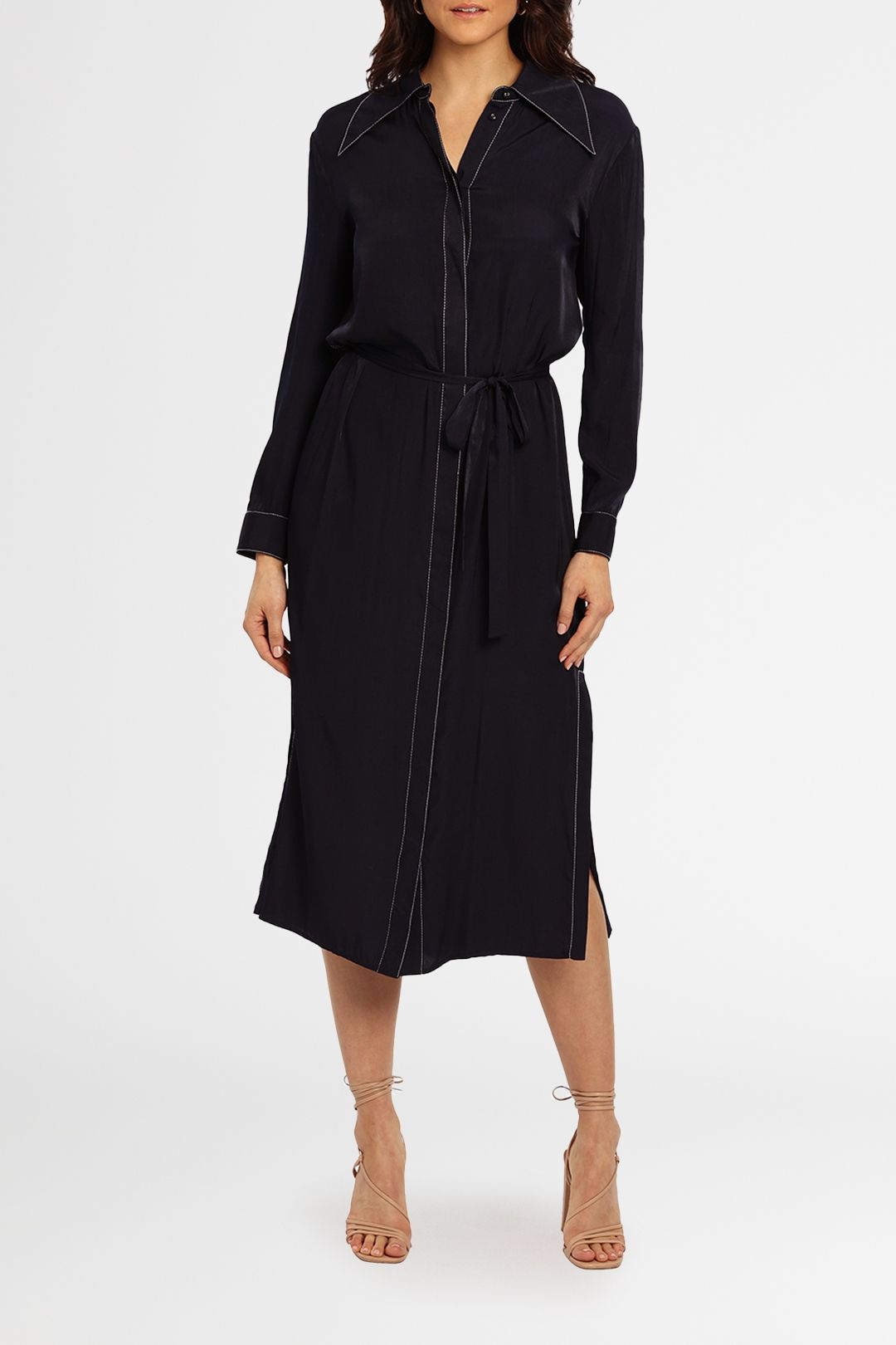 Long navy shirt dress sales