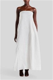 Karney White Linen Strapless Dress