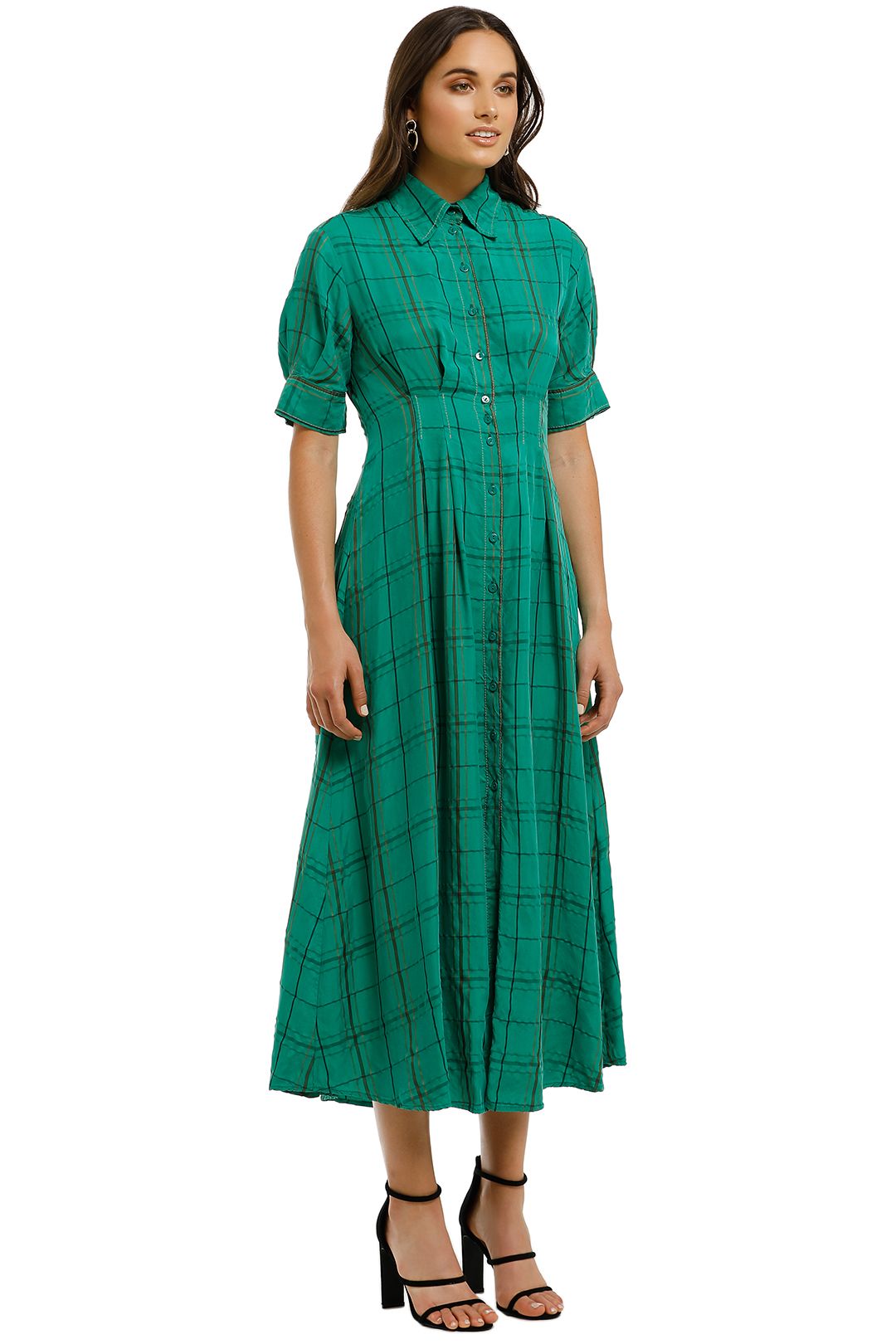 kate sylvester green dress Kate Sylvester Cleo Dress – ROSSELLINI + SHINE main image 1