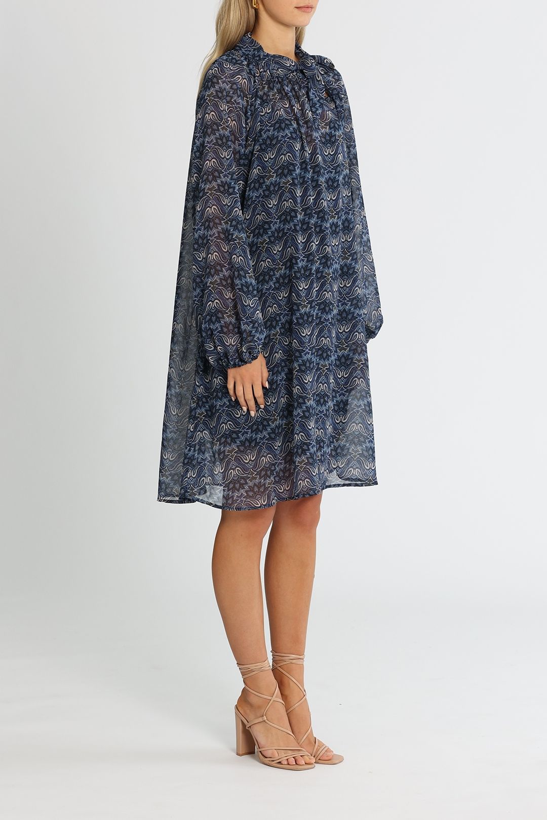 Kate Sylvester Paisley Smock Dress Blue Relaxed Fit