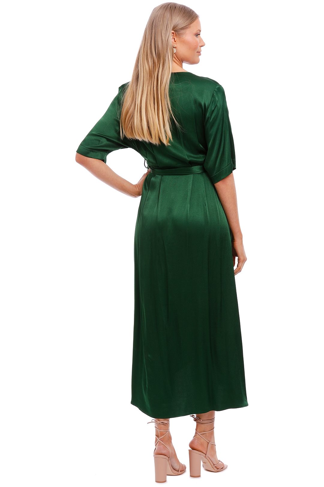 Kate Sylvester Zelda Midi Dress Emerald satin