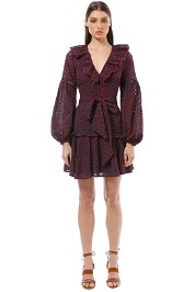 Keepsake The Label - Blossom LS Mini Dress - Burgundy - Front