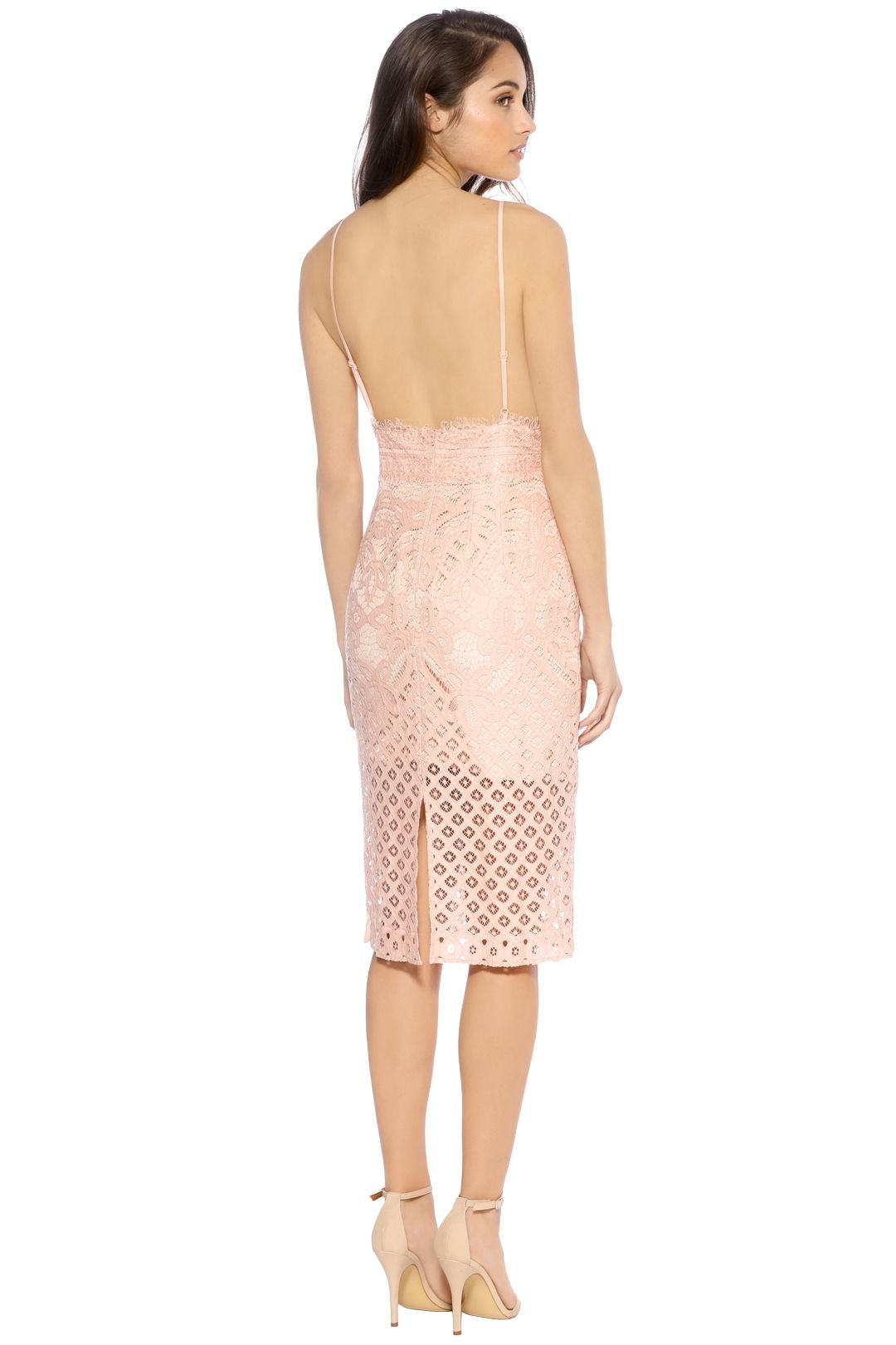 open lace back dress Short wedding dress, Blush Pink Off-The-Shoulder Midi Dress #1158