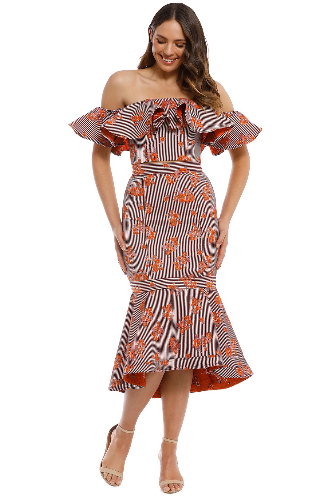 Songbird Ruffle Midi Dress in Navy by Pasduchas for Rent GlamCorner