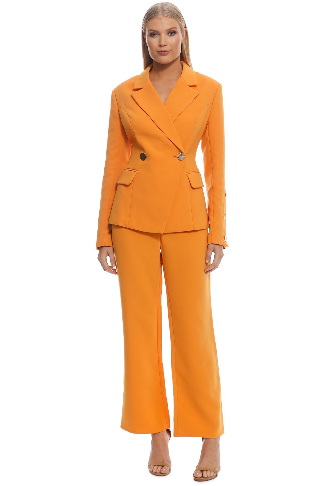 Follower Blazer and Pant Set in Orange by Keepsake the Label for Rent