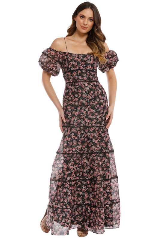 keepsake one shoulder floral dress Red ruffled one shoulder cocktail dress