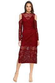 Keepsake The Label - Reach Out LS Midi Dress - Plum - Wine Red - Front