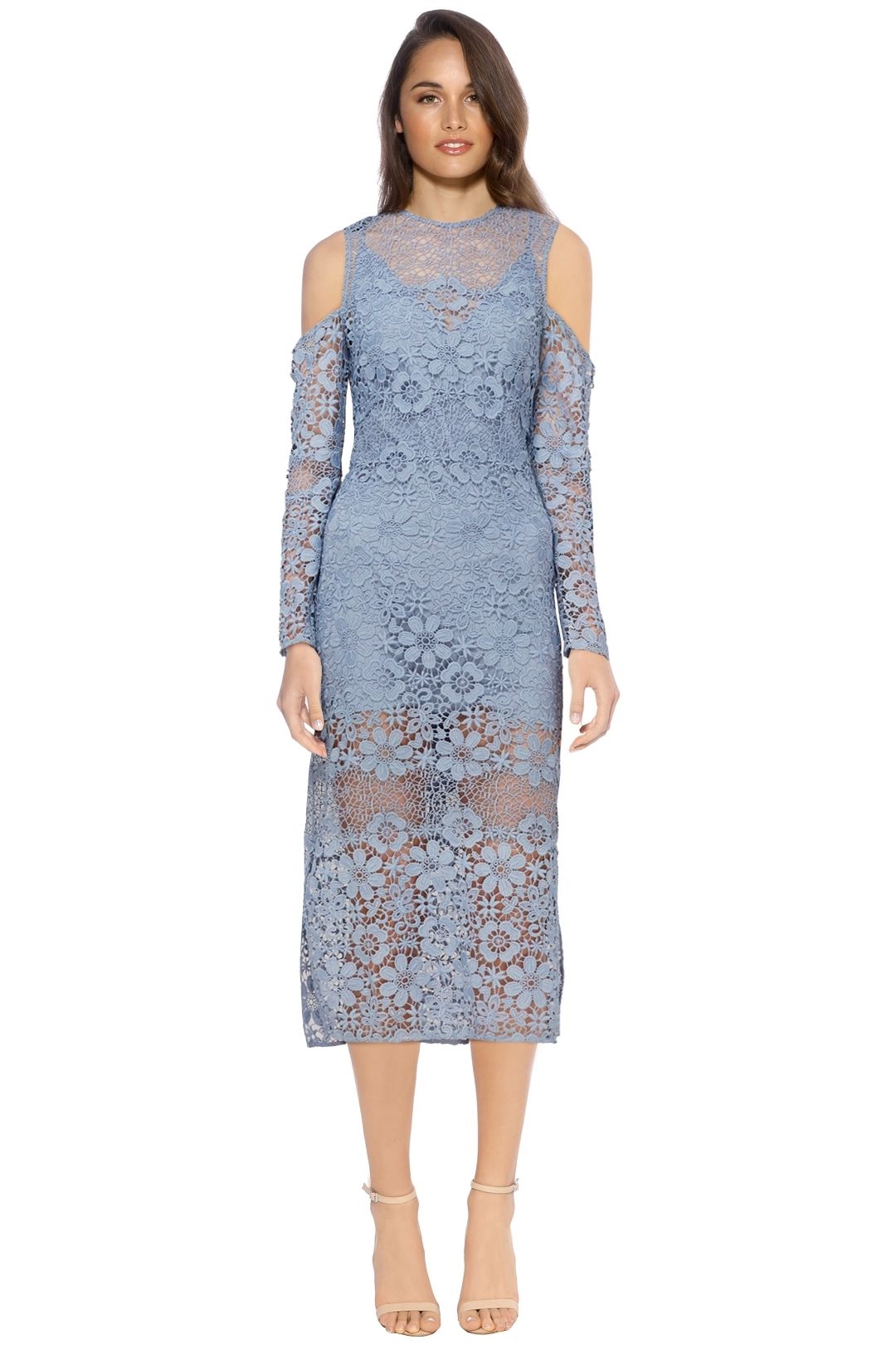 Reach Out LS Midi Dress Steel by Keepsake for Rent