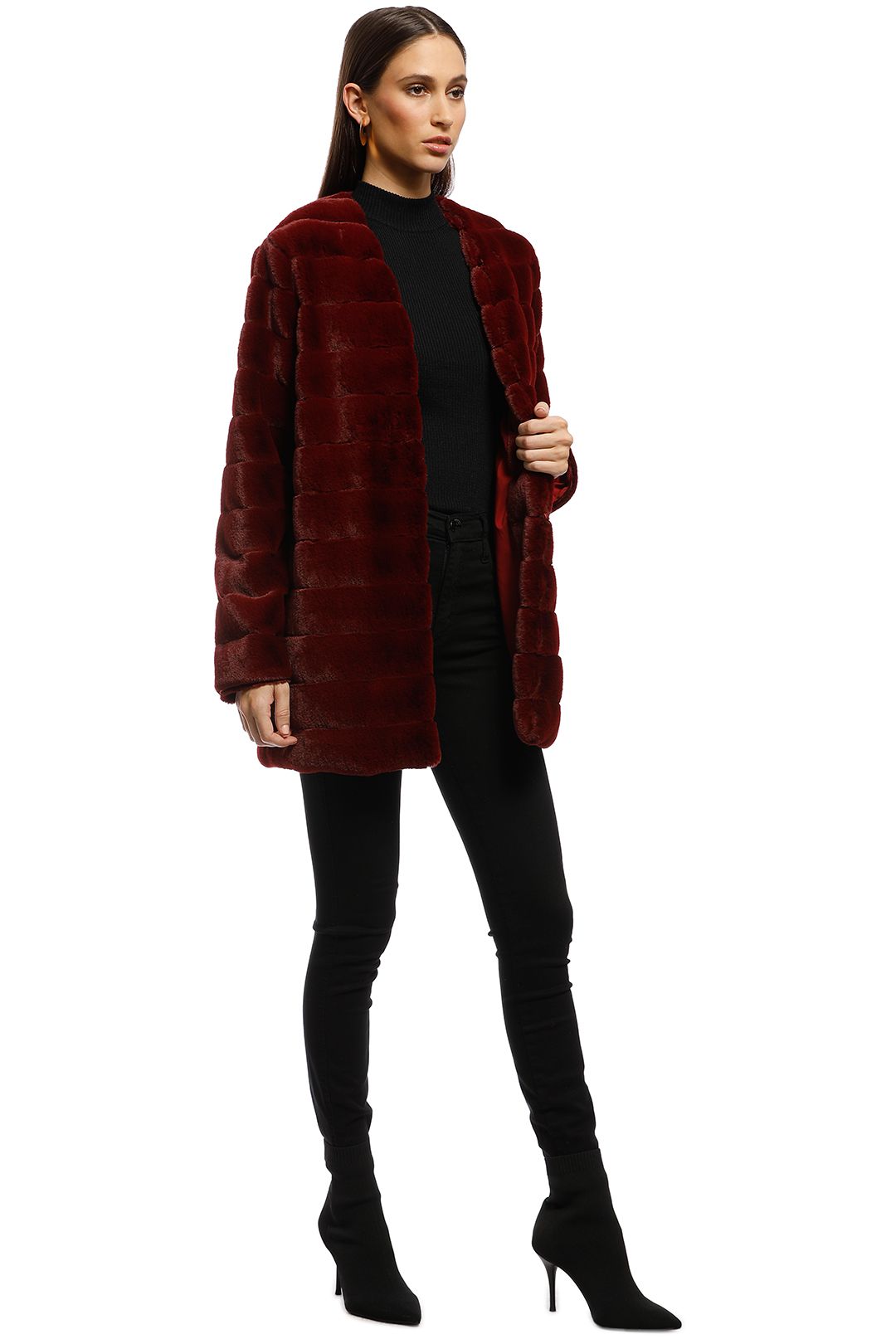 Fur burgundy coat online