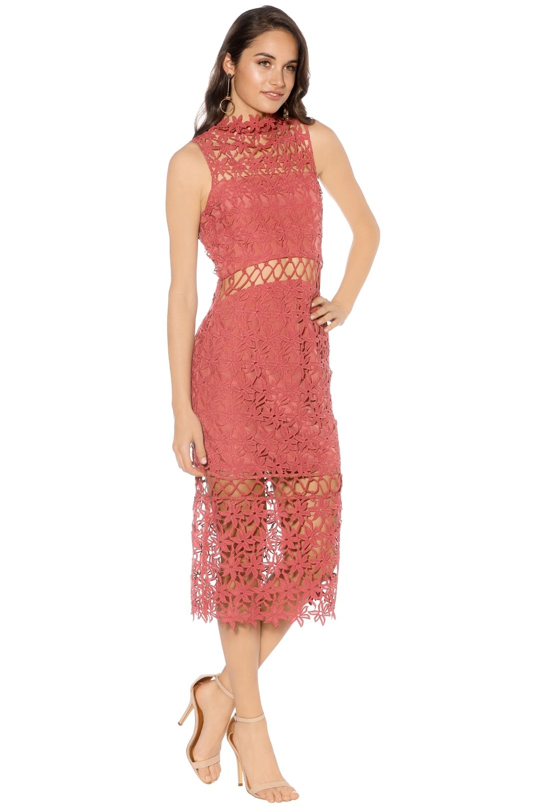 Stay Close Lace Dress in Paprika by Keepsake for Rent