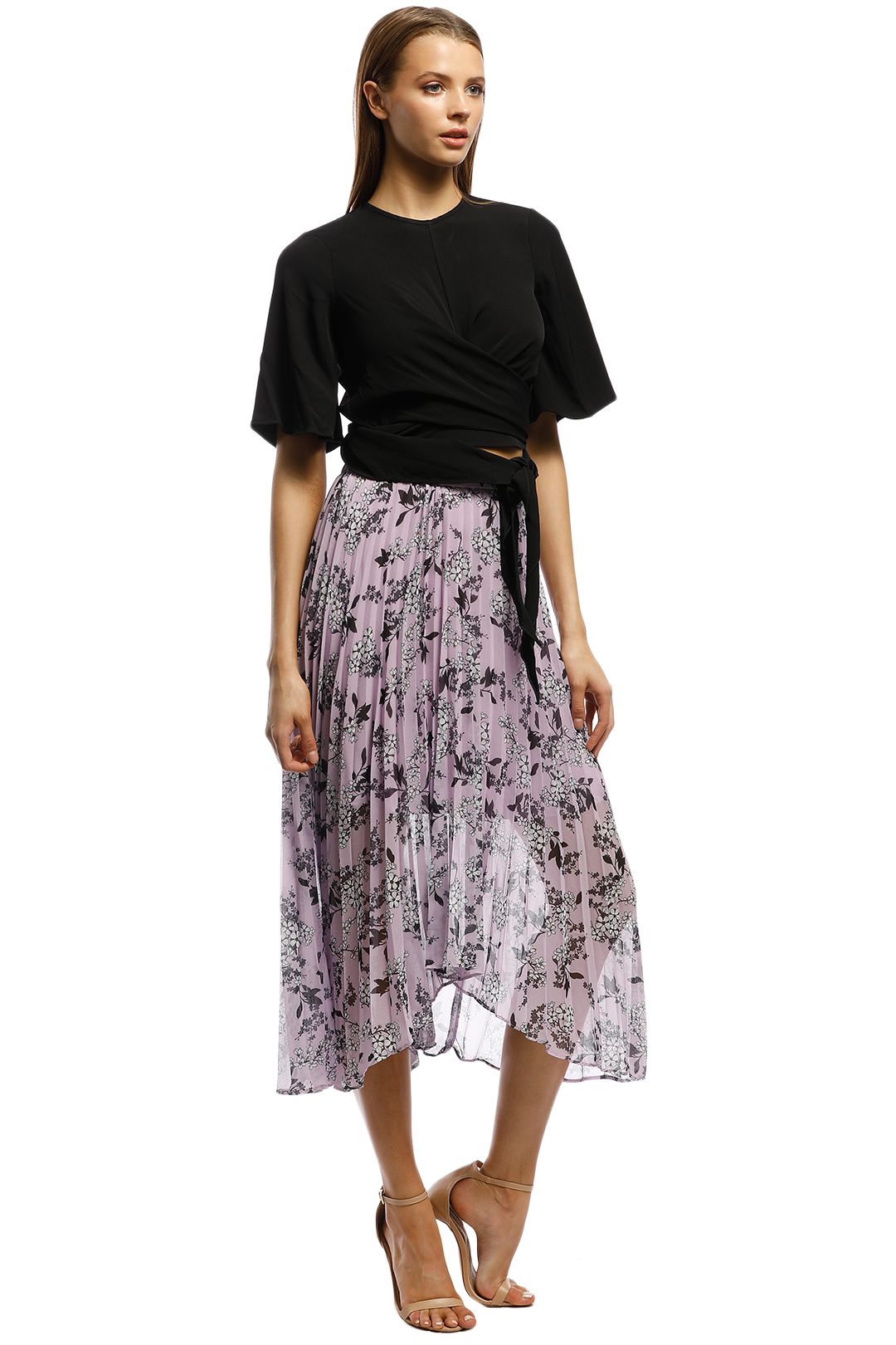 Lilac floral pencil skirt cheap