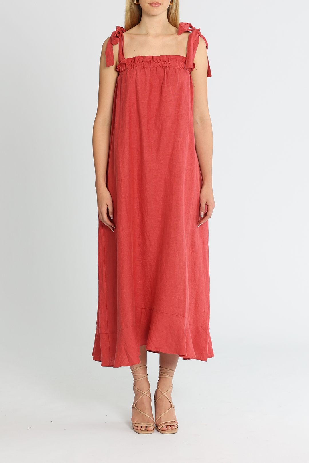 Kinney Mia Linen Dress Red