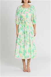 Kitri Titania Floral Swirl Midi Dress Print