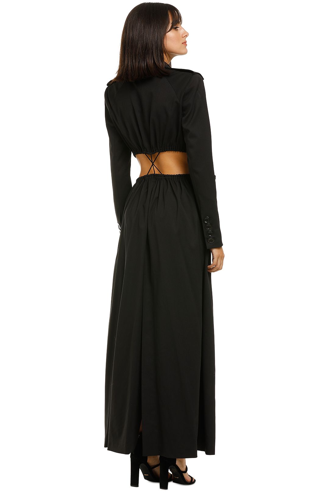 Cellular Coat Dress in Black by KITX for Hire | GlamCorner Cellular Coat Dress in Black by KITX for Hire | GlamCorner