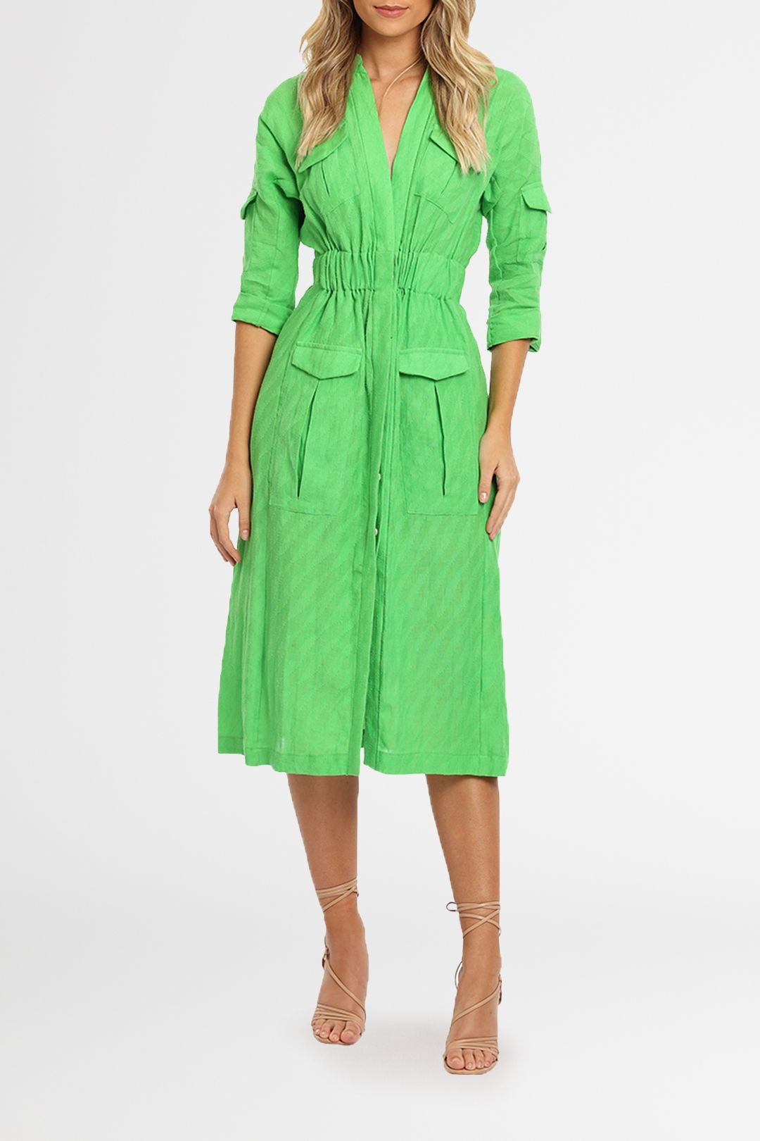 KITX Linen Safari Dress Green