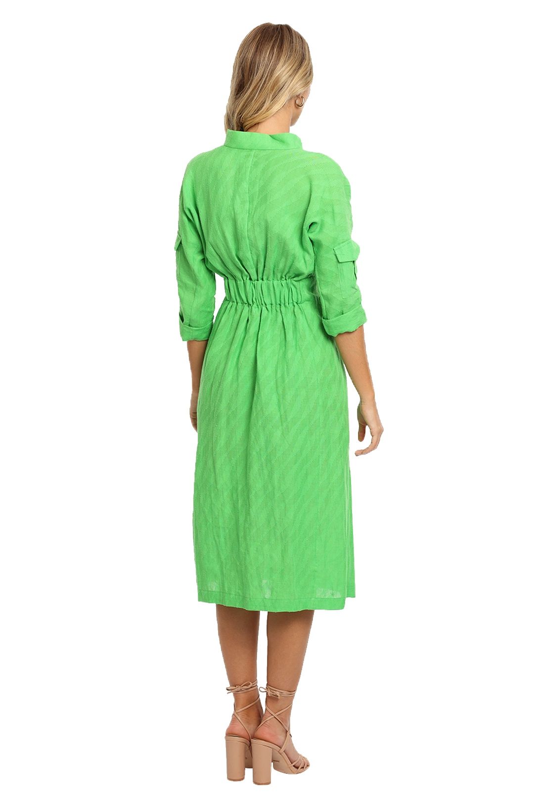 KITX Linen Safari Dress Green midi