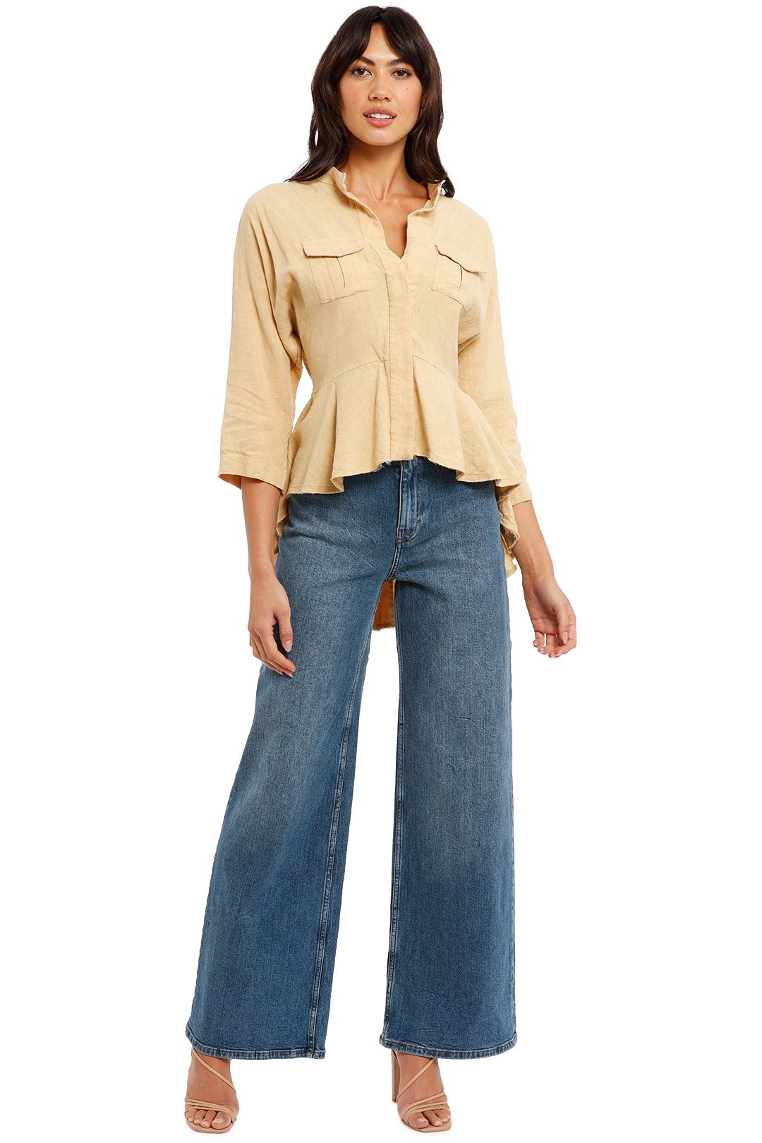 KITX Linen Shirt Camel cut out