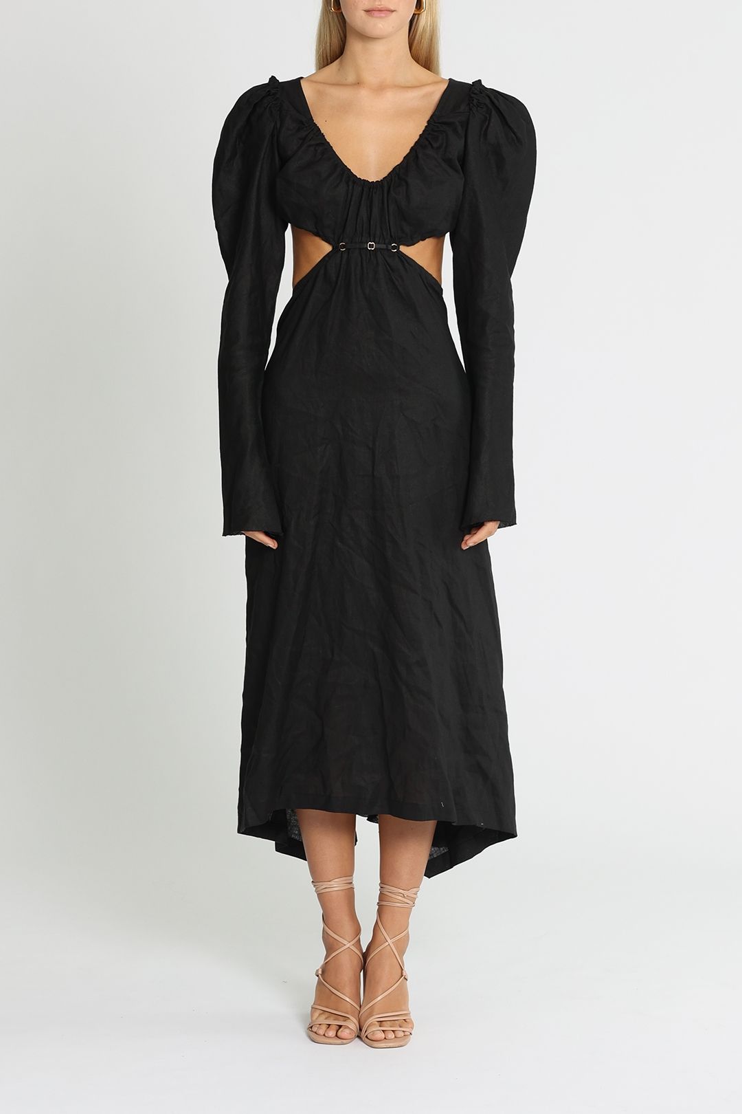 KITX Vital Signs Linen Corset Midi Dress