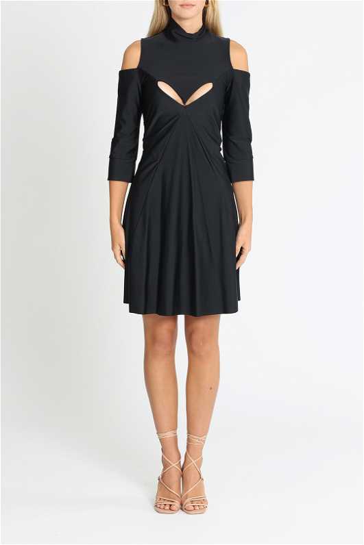 black vixen mini dress Vixen In Black Deep Plunge V-neck Eyelet Dress – RCDCessentials